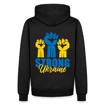 Strong Ukraine Faust - Männer Premium Bio Hoodie - Schwarz - Hinten - Nico (187cm)