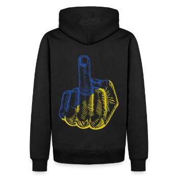 Ukraine Majeur - Sweat à capuche Premium bio Homme - noir - Dos - Nico (187cm)