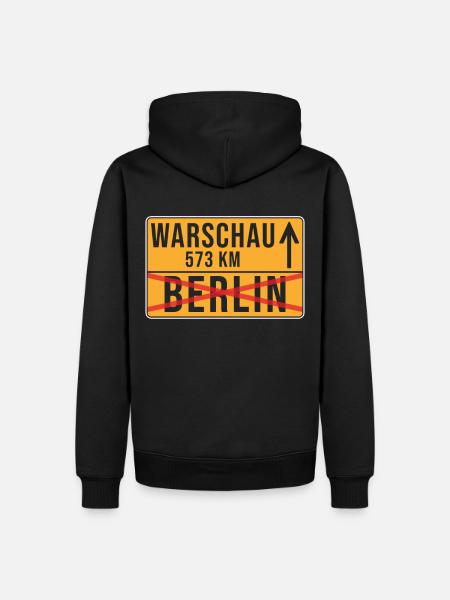 Warsaw Berlin Relocation Ortschild - Men’s Premium Organic Hoodie - black