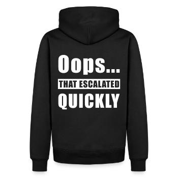 Escalates - Men’s Premium Organic Hoodie - black - Back - Nico (187cm)