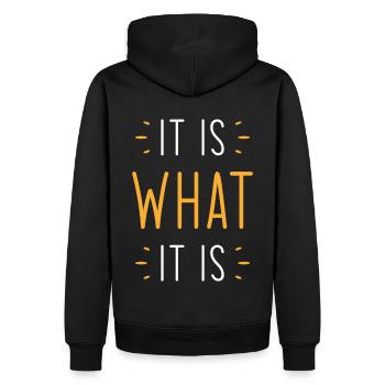 C’est ce que c’est - Sweat à capuche Premium bio Homme - noir - Dos - Nico (187cm)