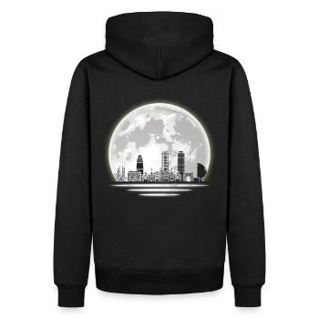 Ligne d’horizon de Barcelone - Sweat à capuche Premium bio Homme - noir - Dos - Nico (187cm)