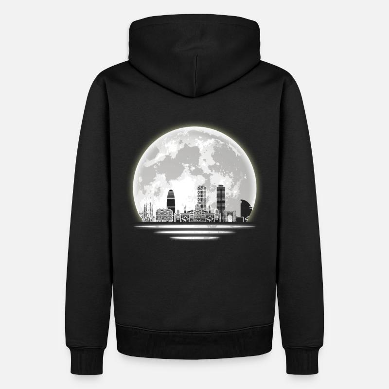 Ligne d’horizon de Barcelone - Sweat à capuche Premium bio Homme - noir