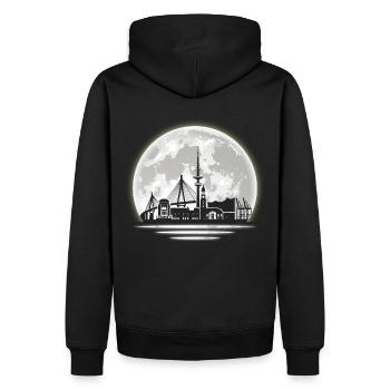 Hamburg Skyline - Männer Premium Bio Hoodie - Schwarz - Hinten - Nico (187cm)