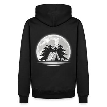 Camp Camping Camper Mond - Männer Premium Bio Hoodie - Schwarz - Hinten - Nico (187cm)