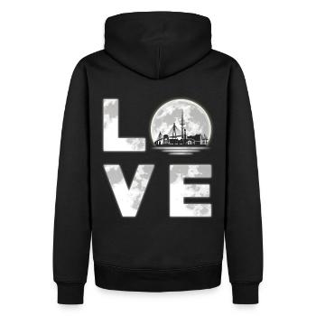 Hamburg Skyline - Männer Premium Bio Hoodie - Schwarz - Hinten - Nico (187cm)