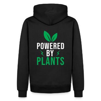 Powered by Plants - Männer Premium Bio Hoodie - Schwarz - Hinten - Nico (187cm)