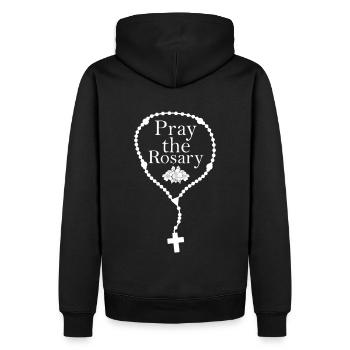 Bete den Rosenkranz - Männer Premium Bio Hoodie - Schwarz - Hinten - Nico (187cm)