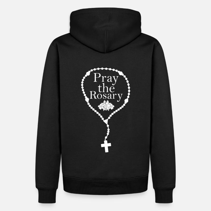 Priez le Rosaire - Sweat à capuche Premium bio Homme - noir