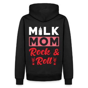 Milk Mom Rock n Roll - Männer Premium Bio Hoodie - Schwarz - Hinten - Nico (187cm)