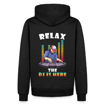 DJ Gift Relax the DJ is here - Men’s Premium Organic Hoodie - black - Back - Nico (187cm)
