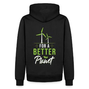 Windrad Spruch - Männer Premium Bio Hoodie - Schwarz - Hinten - Nico (187cm)