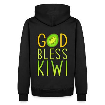 Kiwi Liebe Spruch - Männer Premium Bio Hoodie - Schwarz - Hinten - Nico (187cm)