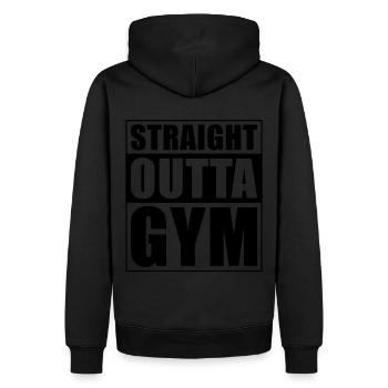 Gymnase Straight outta - Sweat à capuche Premium bio Homme - noir - Dos - Nico (187cm)