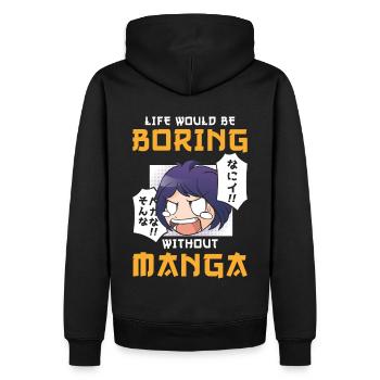 Manga Life would be boring without Manga - Männer Premium Bio Hoodie - Schwarz - Hinten - Nico (187cm)
