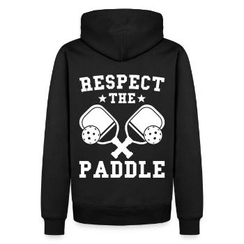 Pickleball Respsect the Paddle - Männer Premium Bio Hoodie - Schwarz - Hinten - Nico (187cm)