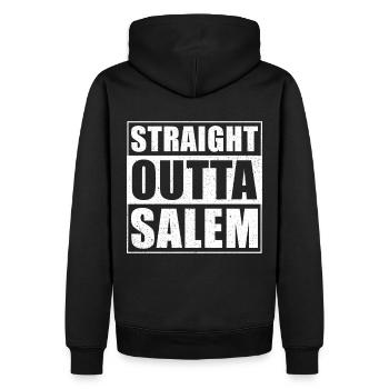 Straight outta Salem - Männer Premium Bio Hoodie - Schwarz - Hinten - Nico (187cm)