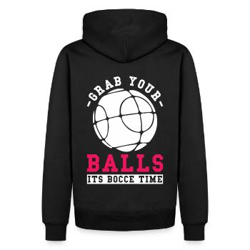 Pétanque Boule Prenez vos balles c’est l’heure de la pétanque - Sweat à capuche Premium bio Homme - noir - Dos - Nico (187cm)