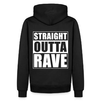 Straight outta Rave - Men’s Premium Organic Hoodie - black - Back - Nico (187cm)