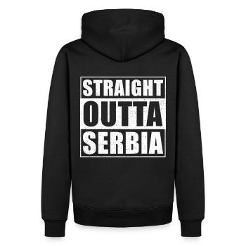 Straight outta Serbien - Männer Premium Bio Hoodie - Schwarz - Hinten - Nico (187cm)