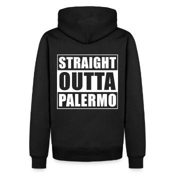 Straight outta Palermo - Männer Premium Bio Hoodie - Schwarz - Hinten - Nico (187cm)