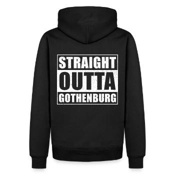 Straight outta Göteborg - Männer Premium Bio Hoodie - Schwarz - Hinten - Nico (187cm)