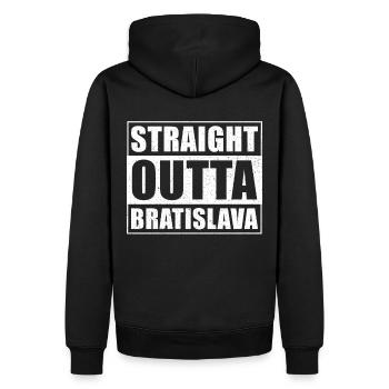 Straight outta Bratislava - Männer Premium Bio Hoodie - Schwarz - Hinten - Nico (187cm)