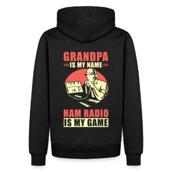 Amateurfunk - Männer Premium Bio Hoodie - Schwarz - Hinten - Nico (187cm)