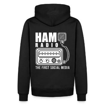 Amateurfunk - Männer Premium Bio Hoodie - Schwarz - Hinten - Nico (187cm)