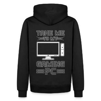 Gaming PC - Männer Premium Bio Hoodie - Schwarz - Hinten - Nico (187cm)