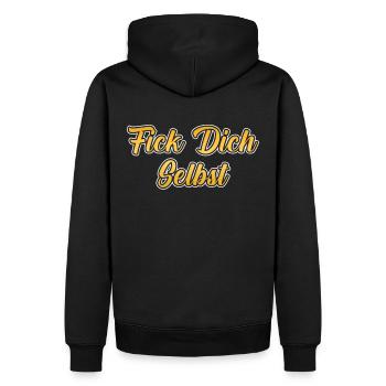 Fick dich selbst - Männer Premium Bio Hoodie - Schwarz - Hinten - Nico (187cm)