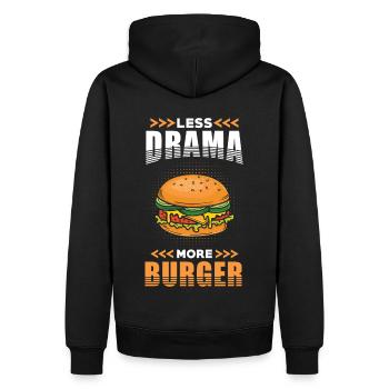 Burger Less Drama more Burger - Männer Premium Bio Hoodie - Schwarz - Hinten - Nico (187cm)