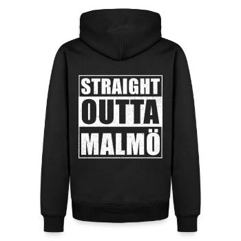 Straight outta Malmö - Männer Premium Bio Hoodie - Schwarz - Hinten - Nico (187cm)