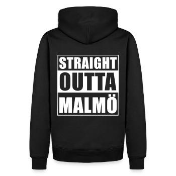 Straight outta Malmö - Männer Premium Bio Hoodie - Schwarz - Hinten - Nico (187cm)