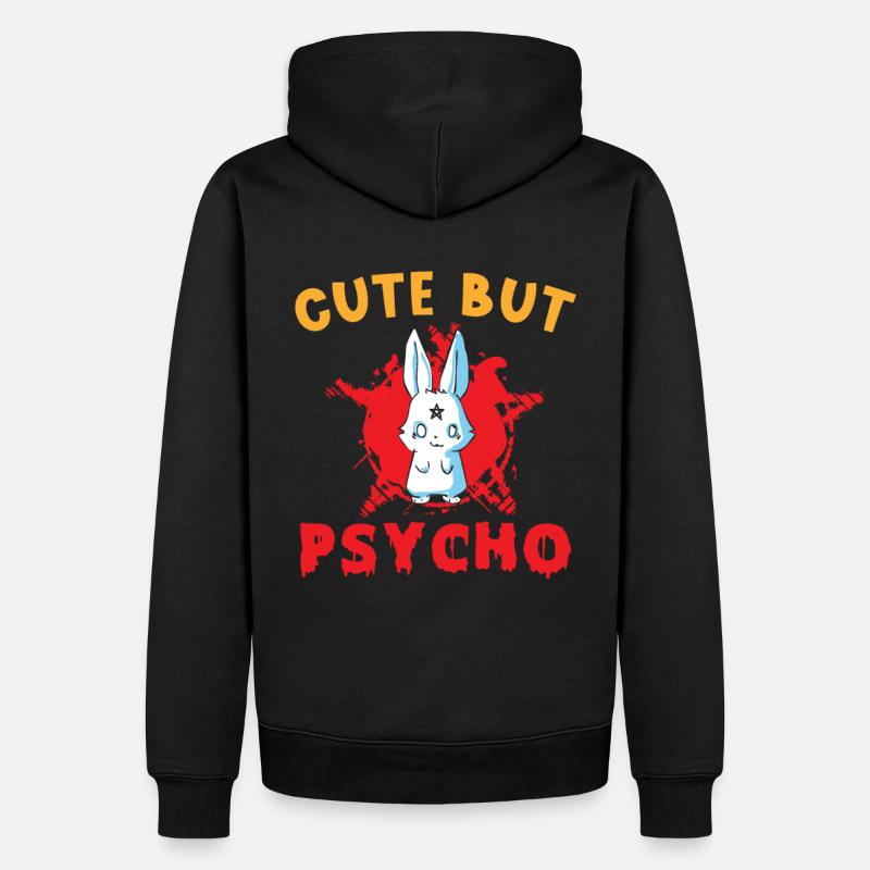 Cute but Psycho Hase Goth - Männer Premium Bio Hoodie - Schwarz