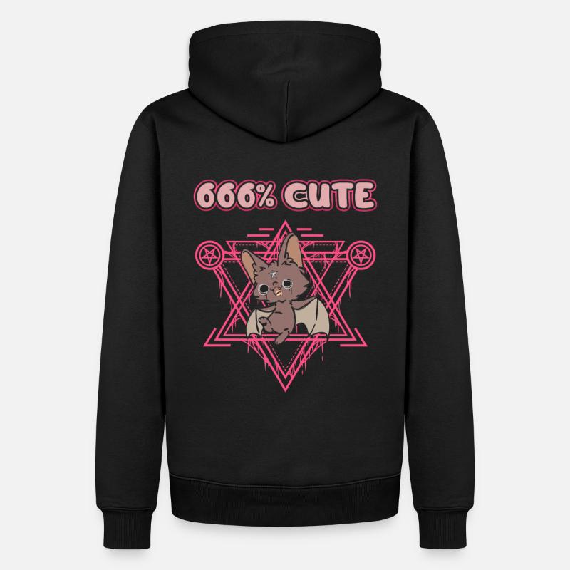 666% Mignon kawaii Satanic Goth - Sweat à capuche Premium bio Homme - noir