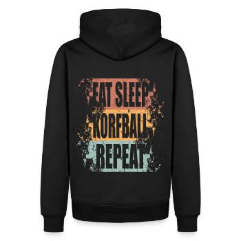 Korfball Manger Dormir Répéter - Sweat à capuche Premium bio Homme - noir - Dos - Nico (187cm)