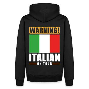 Avertissement Italien en tournée - Sweat à capuche Premium bio Homme - noir - Dos - Nico (187cm)