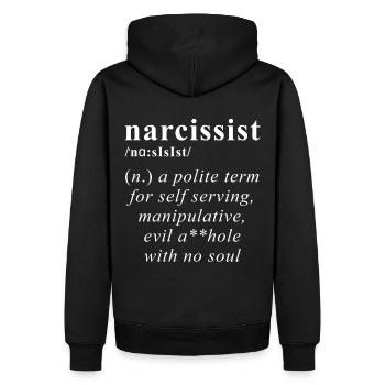Narcissist Definition - Men’s Premium Organic Hoodie - black - Back - Nico (187cm)