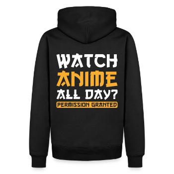 Anime Watch Anime all day - Männer Premium Bio Hoodie - Schwarz - Hinten - Nico (187cm)
