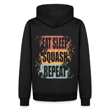 Squash Eat Sleep Repeat - Männer Premium Bio Hoodie - Schwarz - Hinten - Nico (187cm)