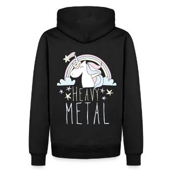 Heavy Metal Einhorn - Männer Premium Bio Hoodie - Schwarz - Hinten - Nico (187cm)