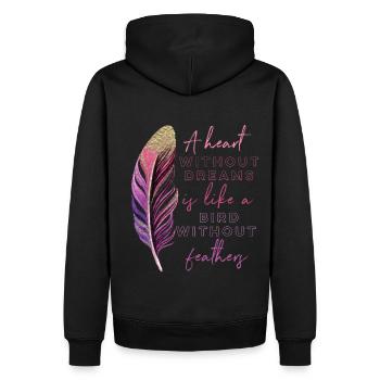 Inspiration Saying Feather - Men’s Premium Organic Hoodie - black - Back - Nico (187cm)