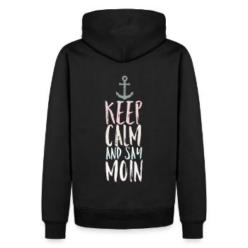 Keep Calm and say Moin - Men’s Premium Organic Hoodie - black - Back - Nico (187cm)
