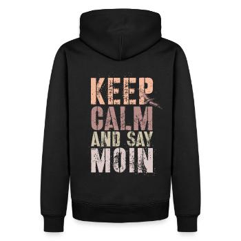 Keep Calm and say Moin - Männer Premium Bio Hoodie - Schwarz - Hinten - Nico (187cm)