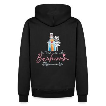 Bauherrin - Männer Premium Bio Hoodie - Schwarz - Hinten - Nico (187cm)