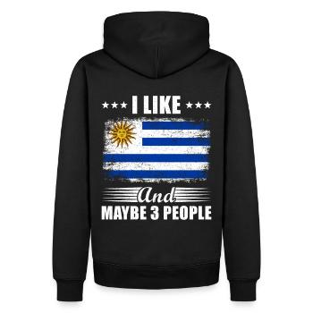 Uruguay - Männer Premium Bio Hoodie - Schwarz - Hinten - Nico (187cm)