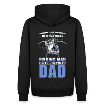 Angler Angeln Papa Vater Spruch - Männer Premium Bio Hoodie - Schwarz - Hinten - Nico (187cm)