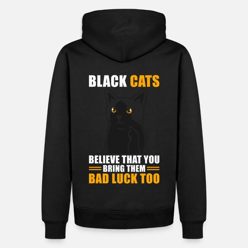 Aberglauben Schwarzer Kater - Männer Premium Bio Hoodie - Schwarz
