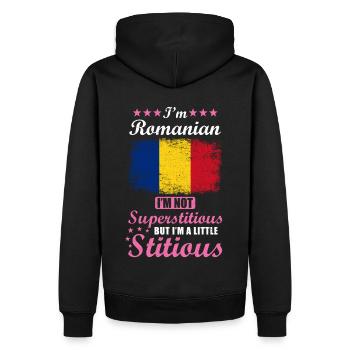 Rumänin Geschenk lustiger Spruch Rumänien - Männer Premium Bio Hoodie - Schwarz - Hinten - Nico (187cm)